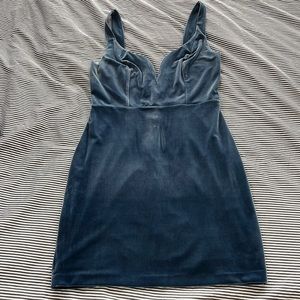 Blue velvet plunge dress - express womens 6